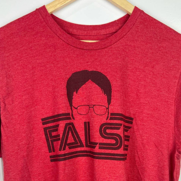 THE OFFICE Dwight Schrute Facts FALSE Nostalgia T Shirt Unisex Large Red Novelty - Picture 4 of 5